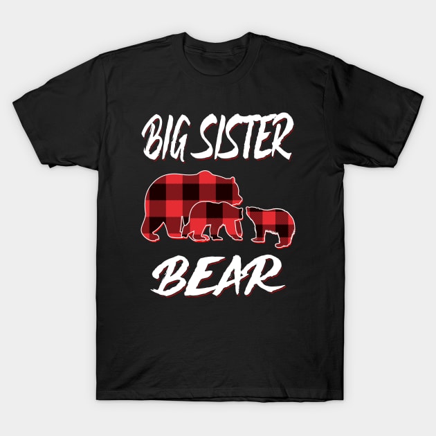 Big Sister Bear Red Plaid Christmas Pajama Matching Family Gift T-Shirt by intelus